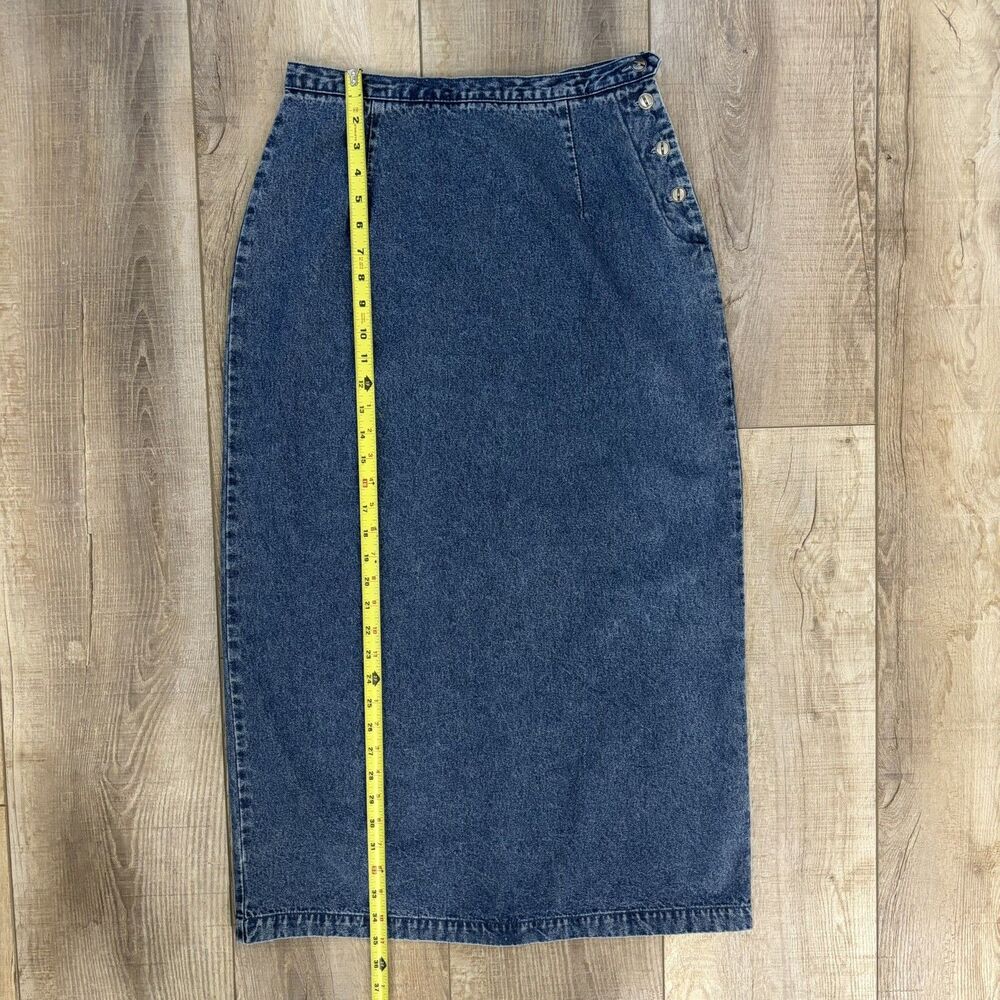 Vintage Y2K Denim Maxi Skirt Size 8 Western Ranch Festival Blue Prairie 90s Norm - Picture 10 of 12